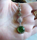 Green Dichroic Glass Earth Element Celtic Pendant Necklace