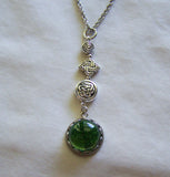 Green Dichroic Glass Earth Element Celtic Pendant Necklace