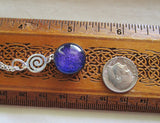 Purple Dichroic Twinkle Glass Silver Spiral Pendant Necklace