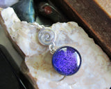 Purple Dichroic Twinkle Glass Silver Spiral Pendant Necklace