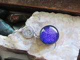 Purple Dichroic Twinkle Glass Silver Spiral Pendant Necklace