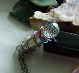 Swarovski Crystal Faceted Rainbow Disco Ball Silver Bullet Necklace