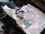 Sterling Silver Dragon Rainbow Fluorite Crystal Pendant Necklace