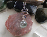 Sterling Silver Dragon Rainbow Fluorite Crystal Pendant Necklace