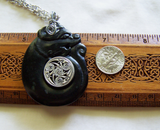 Black Jade Stone Dragon Spiral Gemstone Pendant