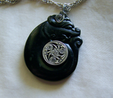 Black Jade Stone Dragon Spiral Gemstone Pendant