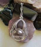 Natural Clear Quartz Crystal Ball Dragon's Claw Pendant Necklace