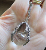 Natural Clear Quartz Crystal Ball Dragon's Claw Pendant Necklace