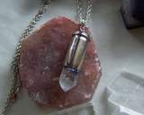 Dumortierite Natural Quartz Crystal Silver Bullet Jewelry Pendant