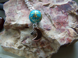 Turquoise and Gemstone Planet Earth Celestial Pendant