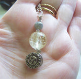 Sun and Moon Citrine Labradorite Gemstone Pendant Necklace