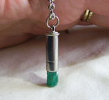 Natural Green Emerald Raw Gemstone Bullet Pendant