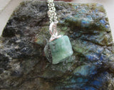 Green Emerald Natural Raw Gemstone Crystal Pendant Necklace