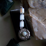 Natural Opal Gemstone Silver Bullet Necklace