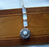 Natural Opal Gemstone Silver Bullet Necklace