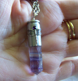 Rainbow Fluorite Dragonfly Silver Bullet Jewelry Pendant