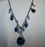 Spiral Galaxy Blown Glass 3D Blue Elemental Necklace