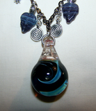 Spiral Galaxy Blown Glass 3D Blue Elemental Necklace