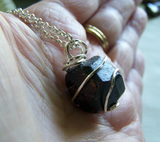 Natural Burgundy Garnet Gemstone Wire Wrapped Pendant