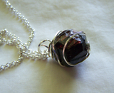 Natural Burgundy Garnet Gemstone Wire Wrapped Pendant