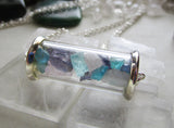 Apatite Kunzite Iolite Gemstones Glass Cylinder Necklace