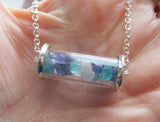 Apatite Kunzite Iolite Gemstones Glass Cylinder Necklace