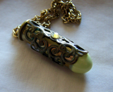 Glow in the Dark Brass Filigree Bullet Jewelry Pendant