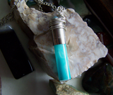 Glow in the Dark Glass Vial Quartz Crystals Bullet Pendant Necklace