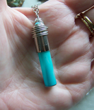 Glow in the Dark Glass Vial Quartz Crystals Bullet Pendant Necklace