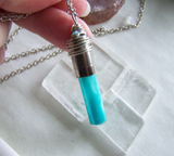 Glow in the Dark Glass Vial Quartz Crystals Bullet Pendant Necklace