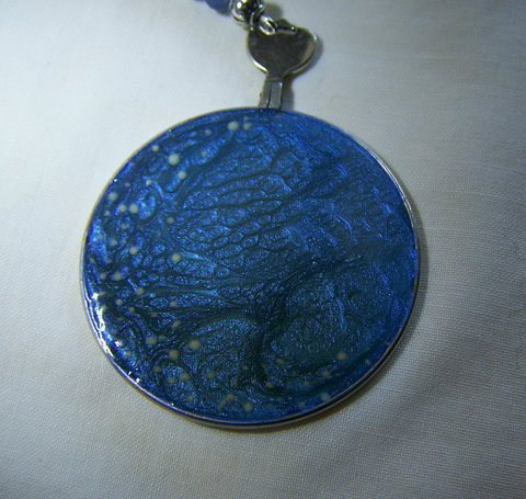 Hand Painted Glass Tree of Life Evening Stars Pendant