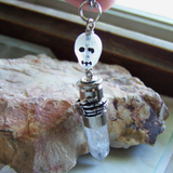 Glow in the Dark Glass Skull Quartz Crystal Bullet Jewelry Pendant