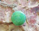 Green Dragon Vein Agate Gemstone Bead Pendant Necklace