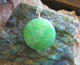 Green Dragon Vein Agate Gemstone Bead Pendant Necklace