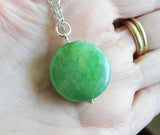 Green Dragon Vein Agate Gemstone Bead Pendant Necklace