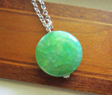 Green Dragon Vein Agate Gemstone Bead Pendant Necklace