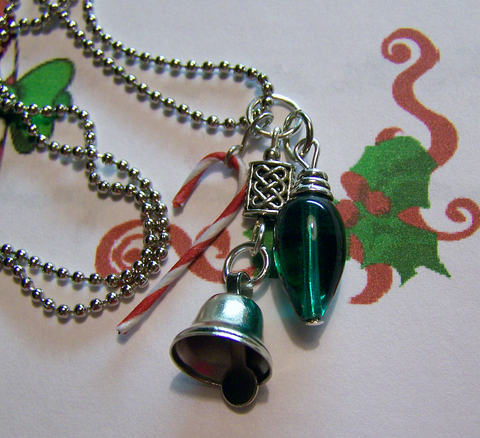 Candy Cane Jingle Bell Pendant