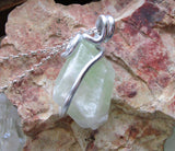 Natural Green Calcite Raw Gemstone Crystal Pendant Necklace