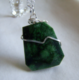 Green Fossil Coral Wire Wrapped Pendant