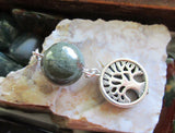 Green Landscape Quartz Lodolite Sphere Tree of Life Pendant Necklace