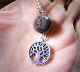 Green Landscape Quartz Lodolite Sphere Tree of Life Pendant Necklace