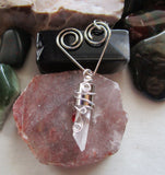 Silver Heart Natural Quartz Crystal Pendant Necklace