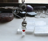 Silver Heart Natural Quartz Crystal Pendant Necklace