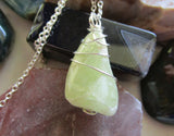 Green Heliodor Natural Beryl Gemstone Crystal Pendant Necklace