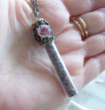 Rose and Lavender Herbal Bullet Jewelry Pendant Necklace