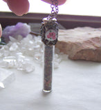 Rose and Lavender Herbal Bullet Jewelry Pendant Necklace