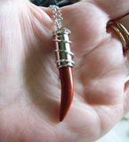 Red Jasper Cornicello Little Horn Silver Bullet Jewelry Necklace