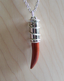 Red Jasper Cornicello Little Horn Silver Bullet Jewelry Necklace