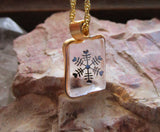 Iceland Spar Viking Sunstone Optical Calcite Crystal Snowflake Pendant Necklace