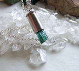 Indicolite Tourmaline Teal Gemstone Crystal Bullet Pendant